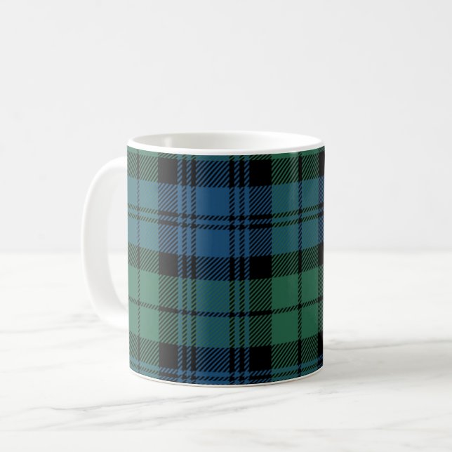 Mug Clan Plaid Campbell Green Black Blue Check Tartan (Devant gauche)