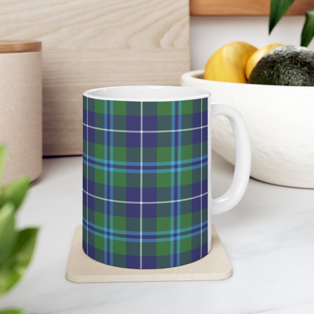 Mug Clan Plaid Douglas Tartan Bleu Vert Check (Plaid Rustic Clan Douglas White 11oz Coffee Mug)