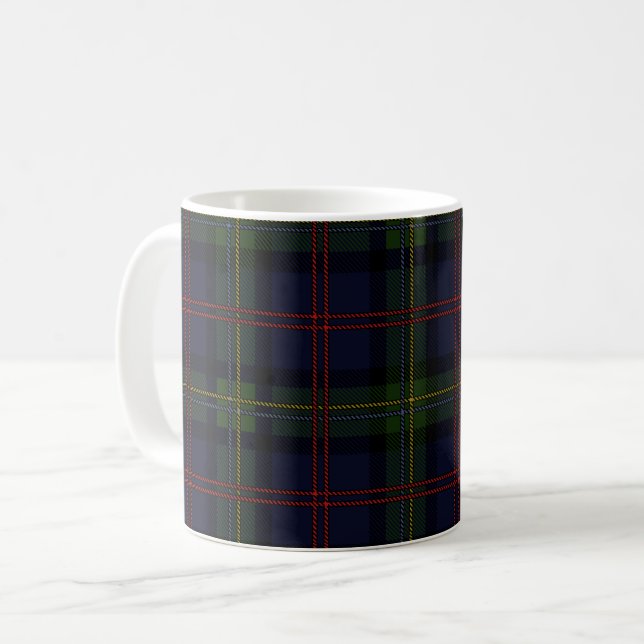 Mug Clan Plaid Malcolm Vert Purple écossais Check (Devant gauche)