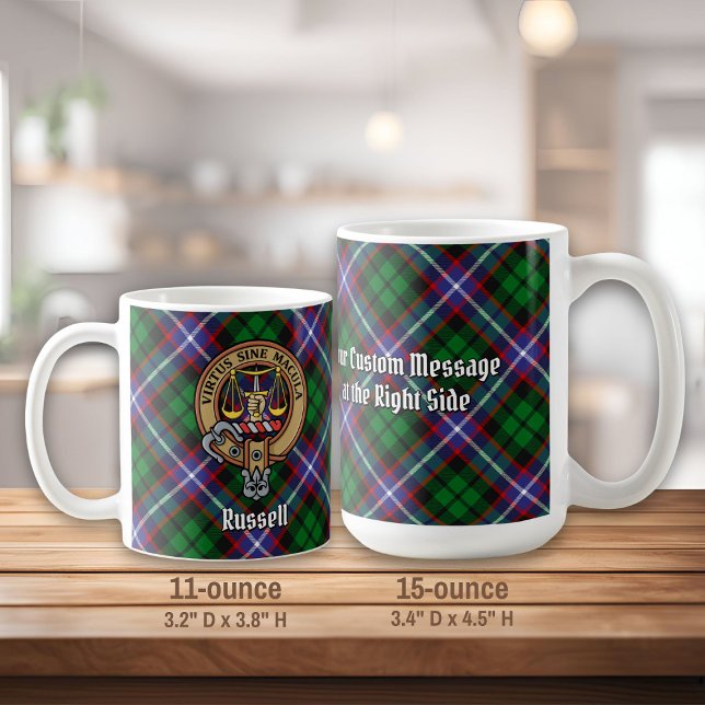 Mug Clan Russell Crête sur Tartan (Créateur téléchargé)