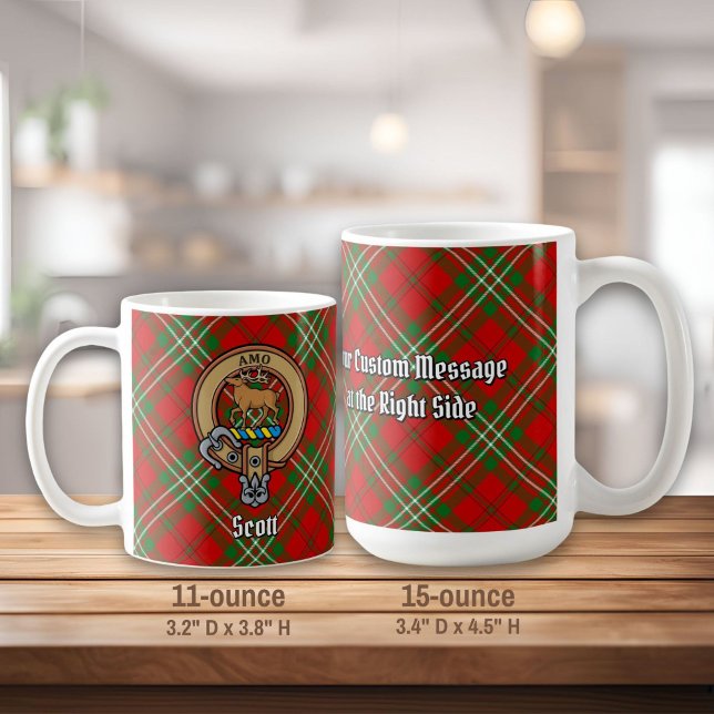 Mug Clan Scott Crest sur Red Tartan (Créateur téléchargé)
