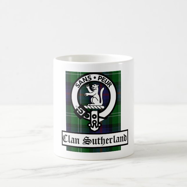 Mug Clan Sutherland Crest Badge et Tartan (Centre)