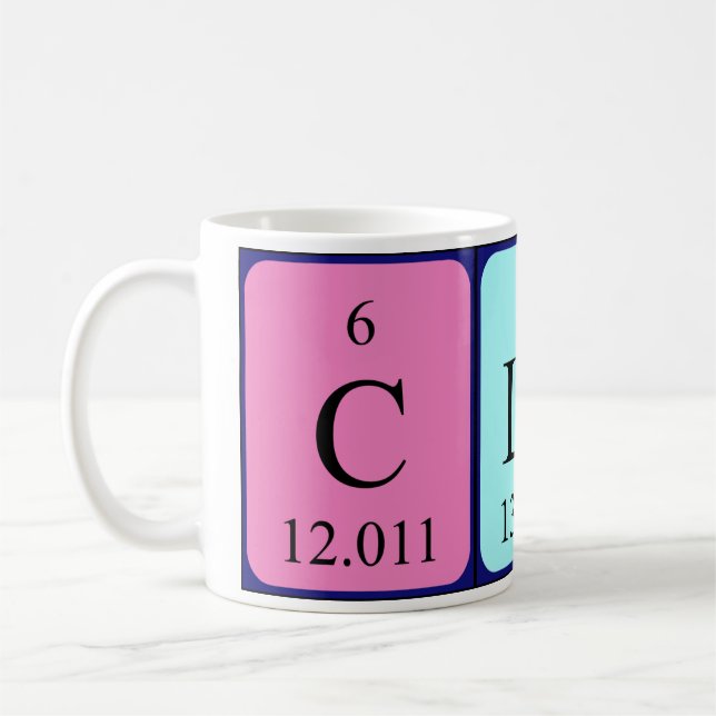Mug Clare la taille du nom de table périodique (Gauche)