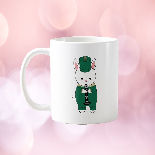 Mug Clarinet Bunny Rabbit Marche Bande Vert Or (Créateur téléchargé)