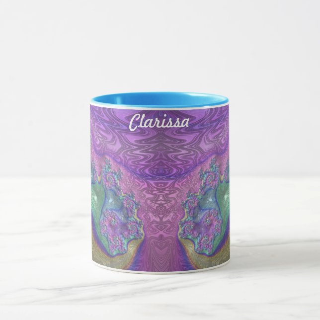 Mug ~ CLARISSA ~ GLOSSY 3D Vert brillant bleu pourpre (Centre)