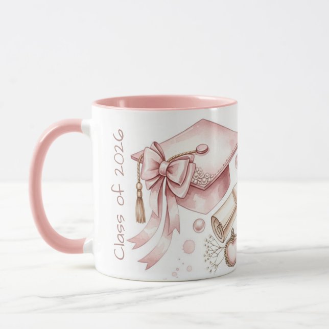 Mug Class of  pink girly accessories graduation  (Gauche)