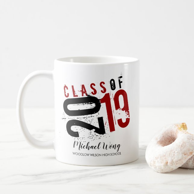 Mug Classe artistique rouge et noire personnalisée de (Avec donut)