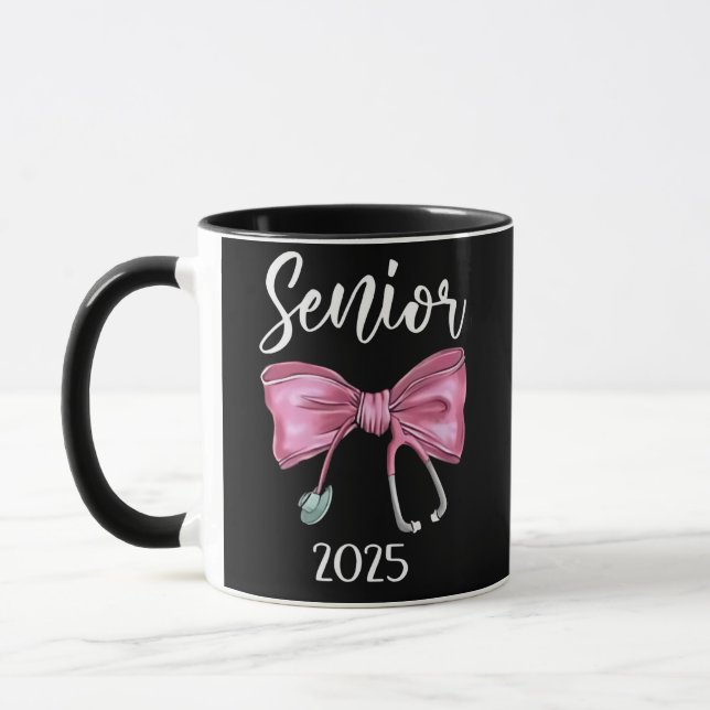 Mug Classe Coquette Senior 2025 de 2025 de vaches rose (Gauche)