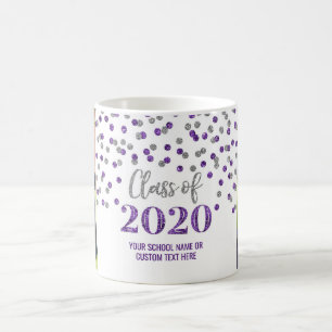 Mug Classe d'argent violet de 2020 Photo Graduation Mu