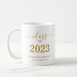 Mug Classe de 2023 Gold Script Graduation moderne