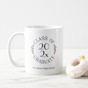 Mug Classe de 2024 Nom de l'école Emblème de marine Gr