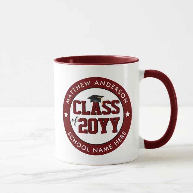 Mug Classe de Burgundy Red Graduate 2023 (Droite)