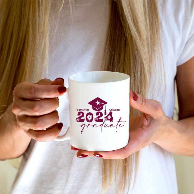 Mug Classe de diplômés personnalisés de 2024 Maroon (Créateur téléchargé)