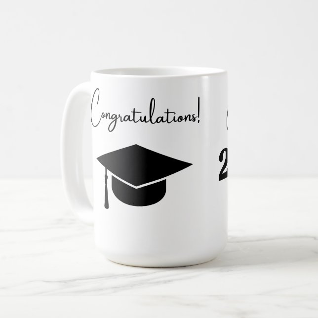 Mug Classe de félicitations de 2025 noir et blanc (Devant gauche)