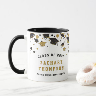 Mug Classe de graduation noire et or de 2021 Parties s