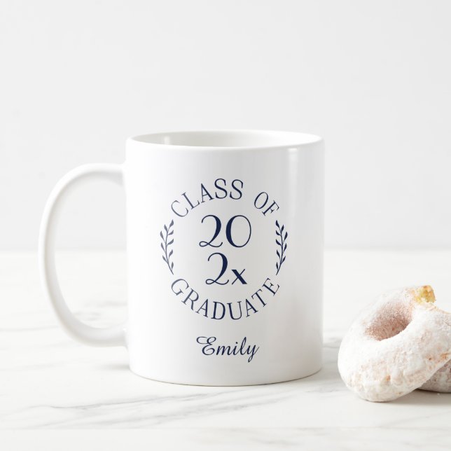 Mug Classe de l'année Nom Typographie de la Marine Gra (Avec donut)