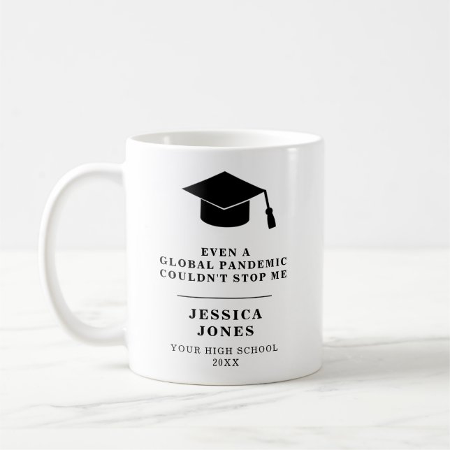 Mug Classe de plafond de graduation noire de 2021 Pand (Gauche)
