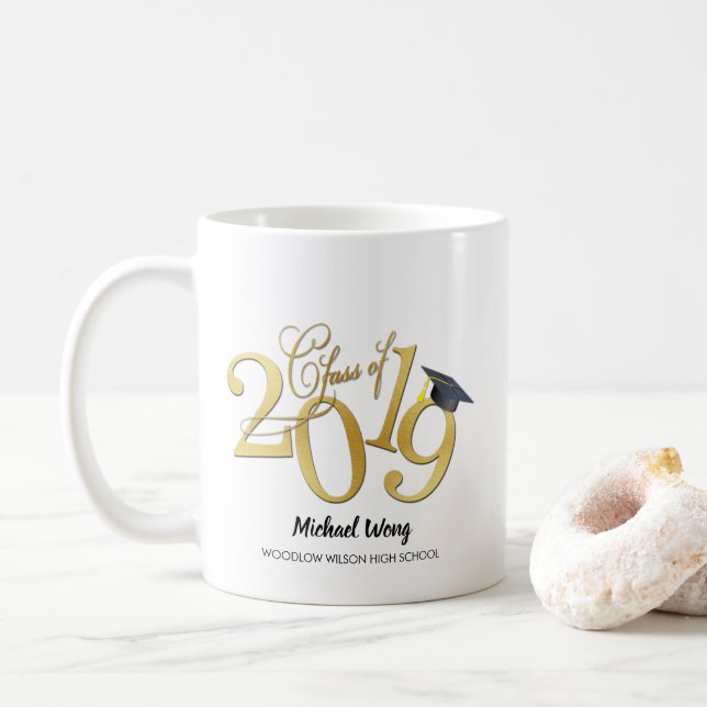 Mug Classe géniale personnalisée d'or de 2019 (Avec donut)