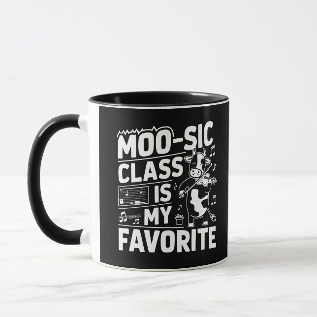 Mug Classe Moo-sic est ma Favorite Funny Moo Cow Schoo (Gauche)