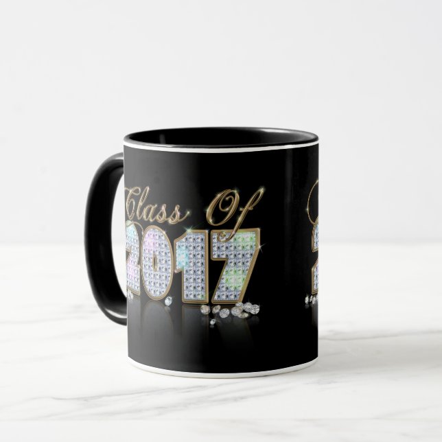 Mug Classe noire unique élégante de diamant d'or de (Devant gauche)