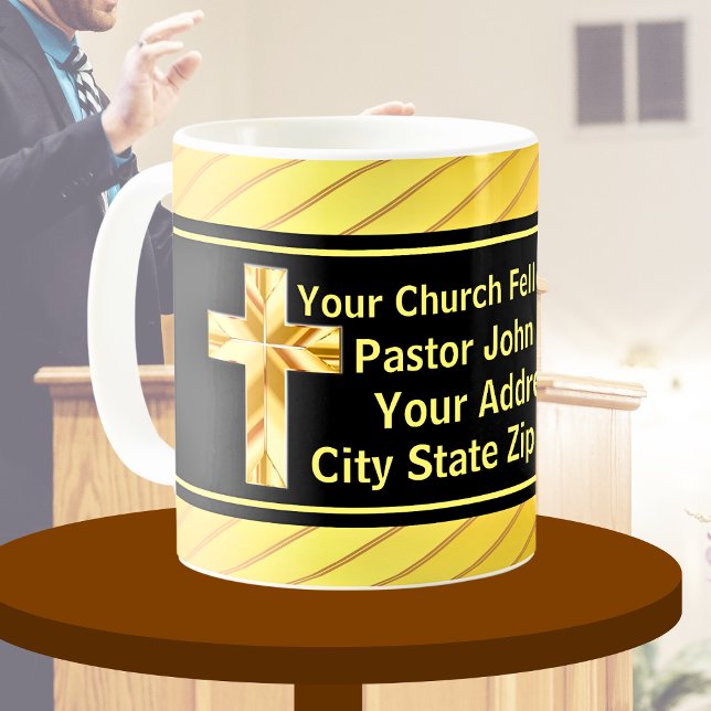 Mug Classe Or Et Noir Pasteur D'église  (PLEASE NOTE: The foil elements are simulated and will not be used in the making of this product.)