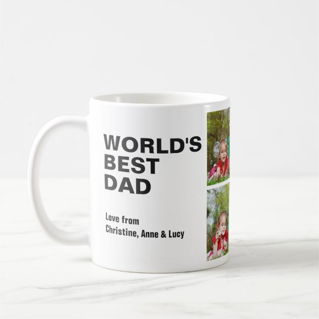 Mug Classic Black World's Best Papa Photo Collage (Gauche)