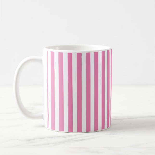 Mug Classic Cute Rose et Blanc Vertical strié (Gauche)