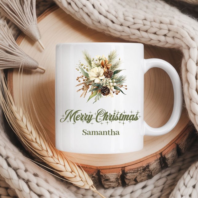 Mug Classic earthy neutral design custom name Christma (Classic earthy neutral design custom name Christmas mug

)