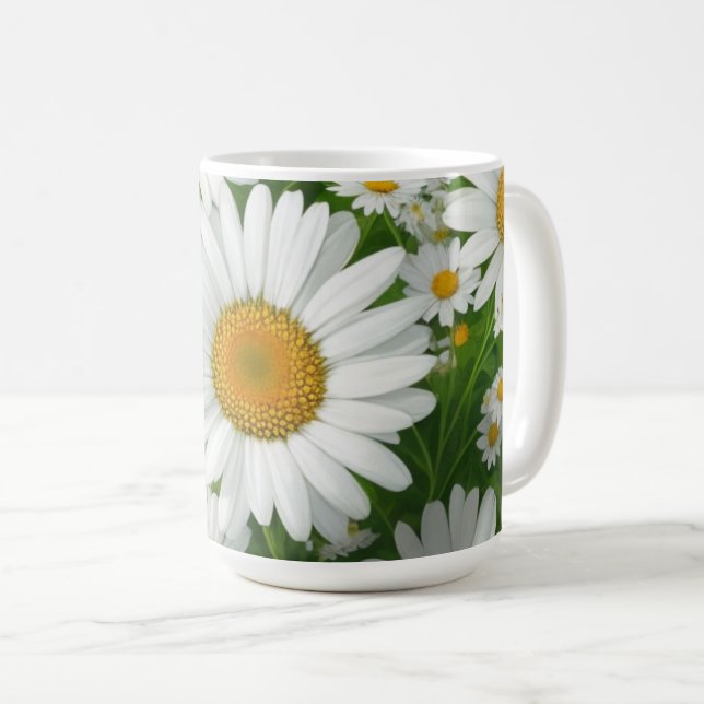 Mug Classic marguerite motif blanc champs fleuris verd (Devant droit)