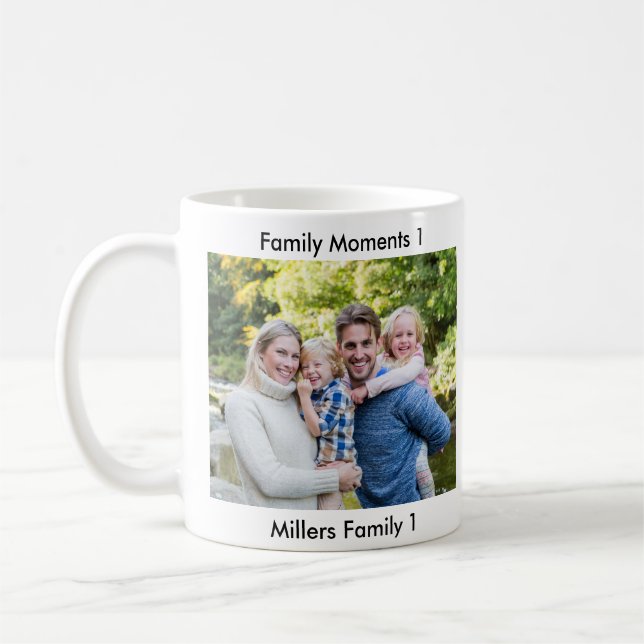 Mug Classic Modern Two Photo Minimalist Family Keepsak (Gauche)