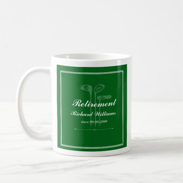 Mug Classic Retraite Golf Thème Vert Blanc (Gauche)