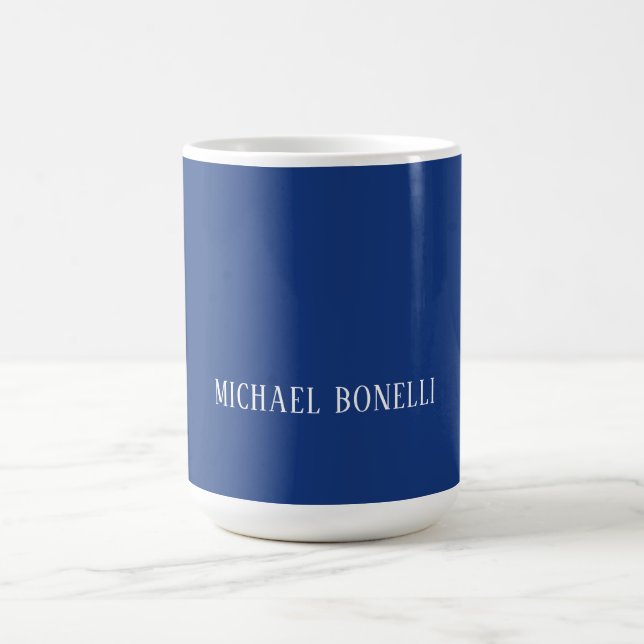 Mug Classical Blue Plain Elegant Serif Font Minimalist (Centre)
