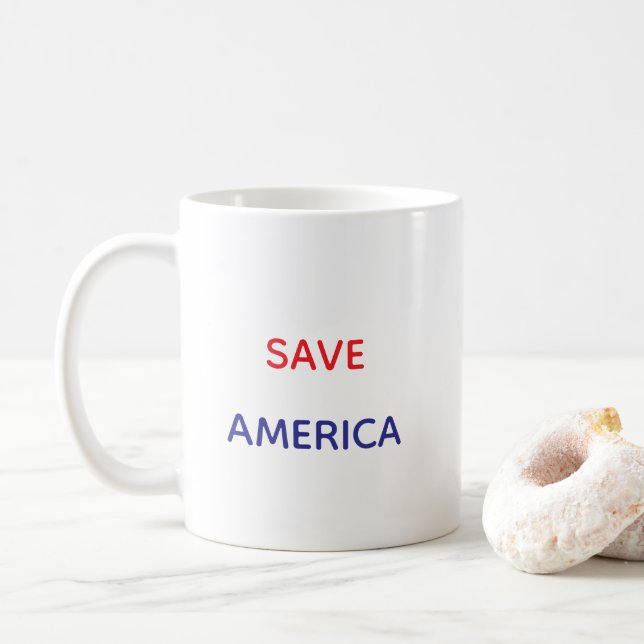 MUG CLASSIQUE 11OZ SAUVEZ L'AMÉRIQUE (Avec donut)