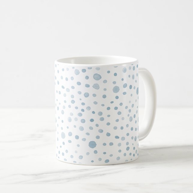 Mug Classique à Points Aquarelle Confettis Céleste (Devant droit)