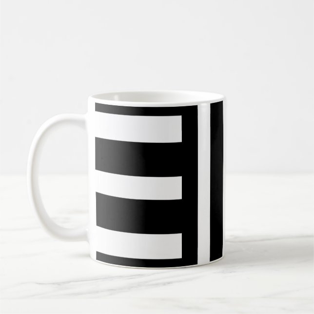Mug Classique Abstrait à Rayures Noires et Blanche (Gauche)