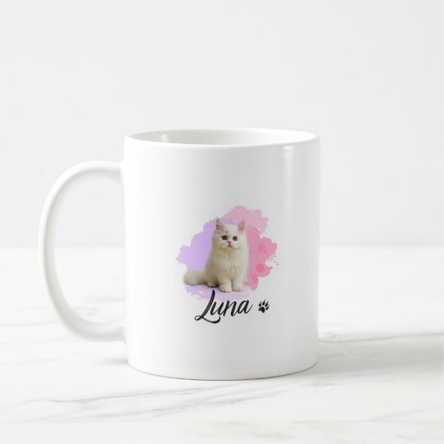 Mug Classique avec Dessin de Chat Mignon –  Luna (Gauche)