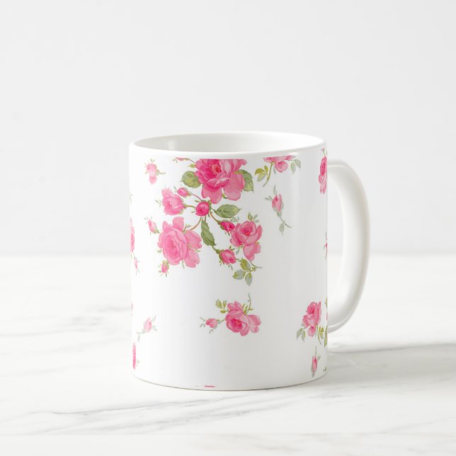 Mug classique avec roses roses (Devant droit)