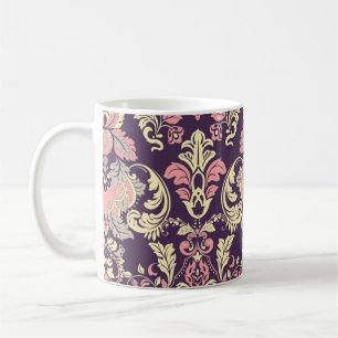 Mug Classique baroque, papier peint vintage à fleurs.