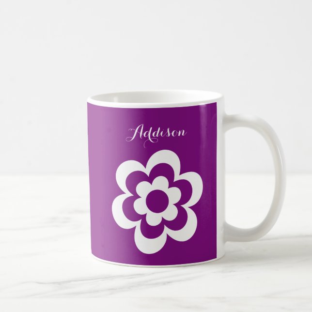 Mug classique blanc pourpre personnalisé avec fleu (Droite)
