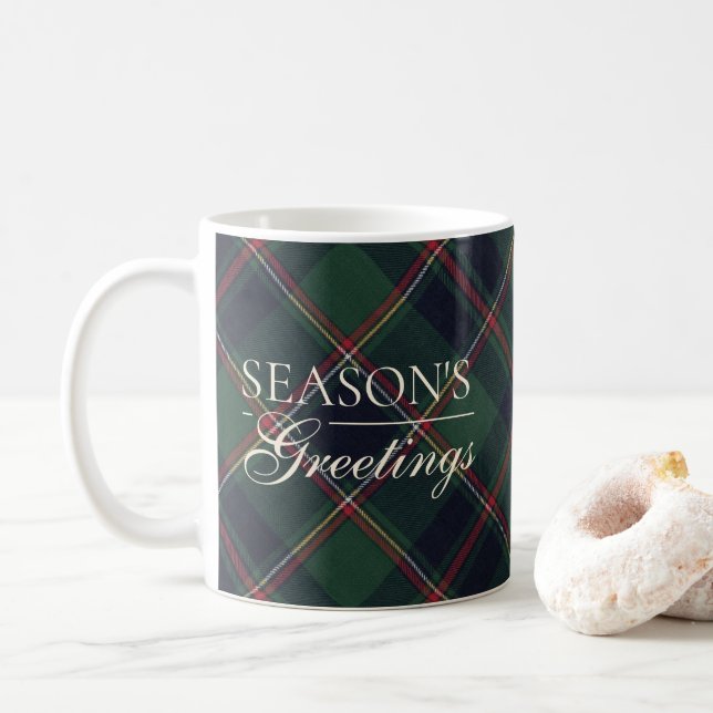 Mug Classique bleu foncé rouge vert motif carreaux bic (Avec donut)