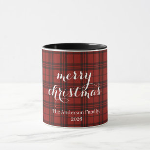 Mug Classique carreaux de Noël joyeux Festif - 