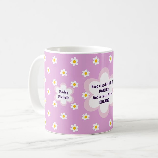Mug Classique Chaîne de Marguerites Roses (Devant gauche)