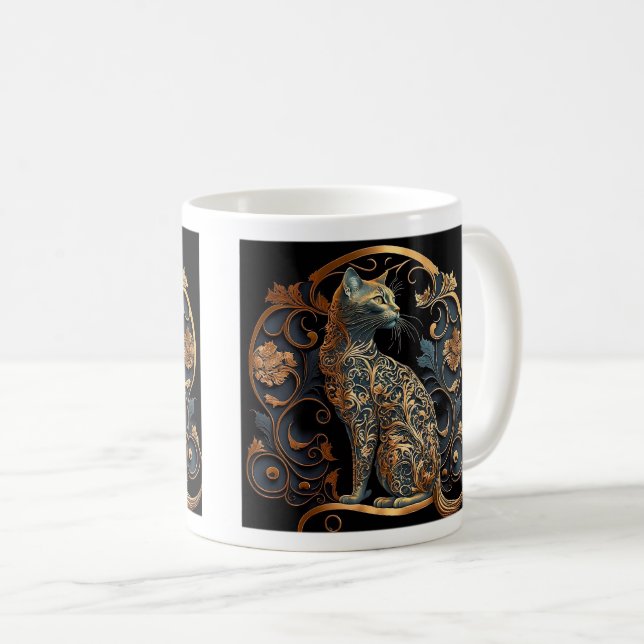 Mug classique chat Art nouveau, 11 oz (Devant droit)