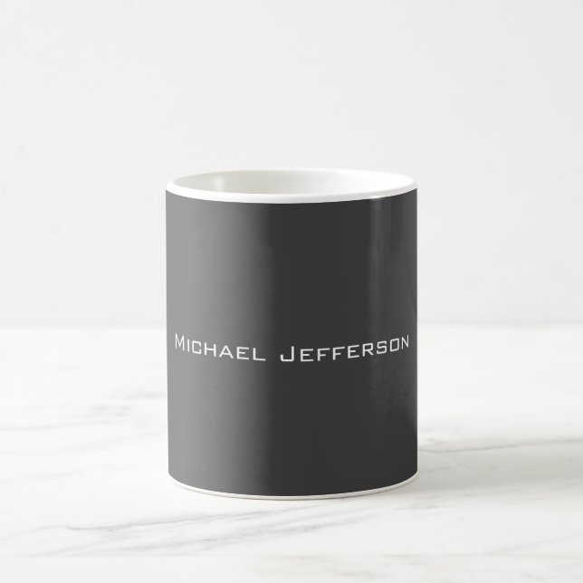Mug Classique Créatif Tendance Gris foncé & Blanc (Centre)