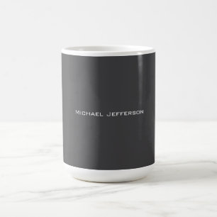 Mug Classique Créatif Tendance Gris foncé & Blanc