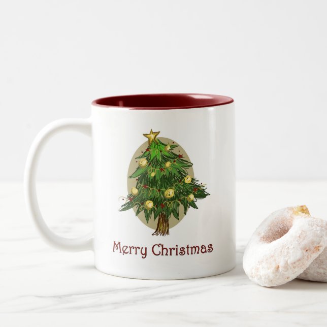Mug classique d'arbre de Noël (Avec donut)