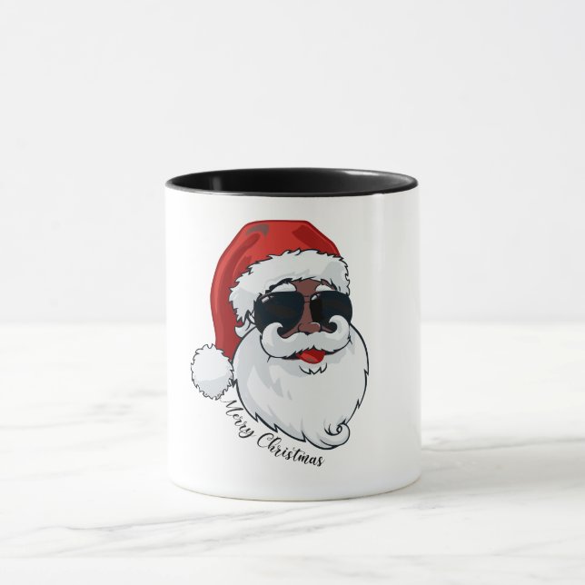 Mug classique de Black Père Noël cool (Centre)