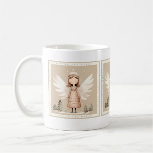 Mug classique de l'ange rustique beige, 11 oz
