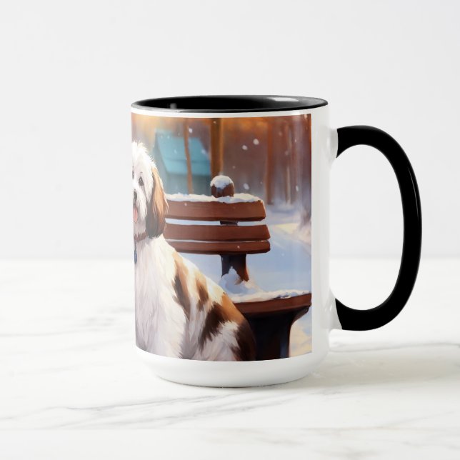 Mug classique d'une fille mignonne avec DOG (Droite)