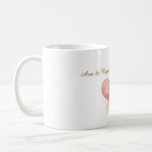 Mug Classique en Aquarelle avec Nom de Couple Pers (Gauche)